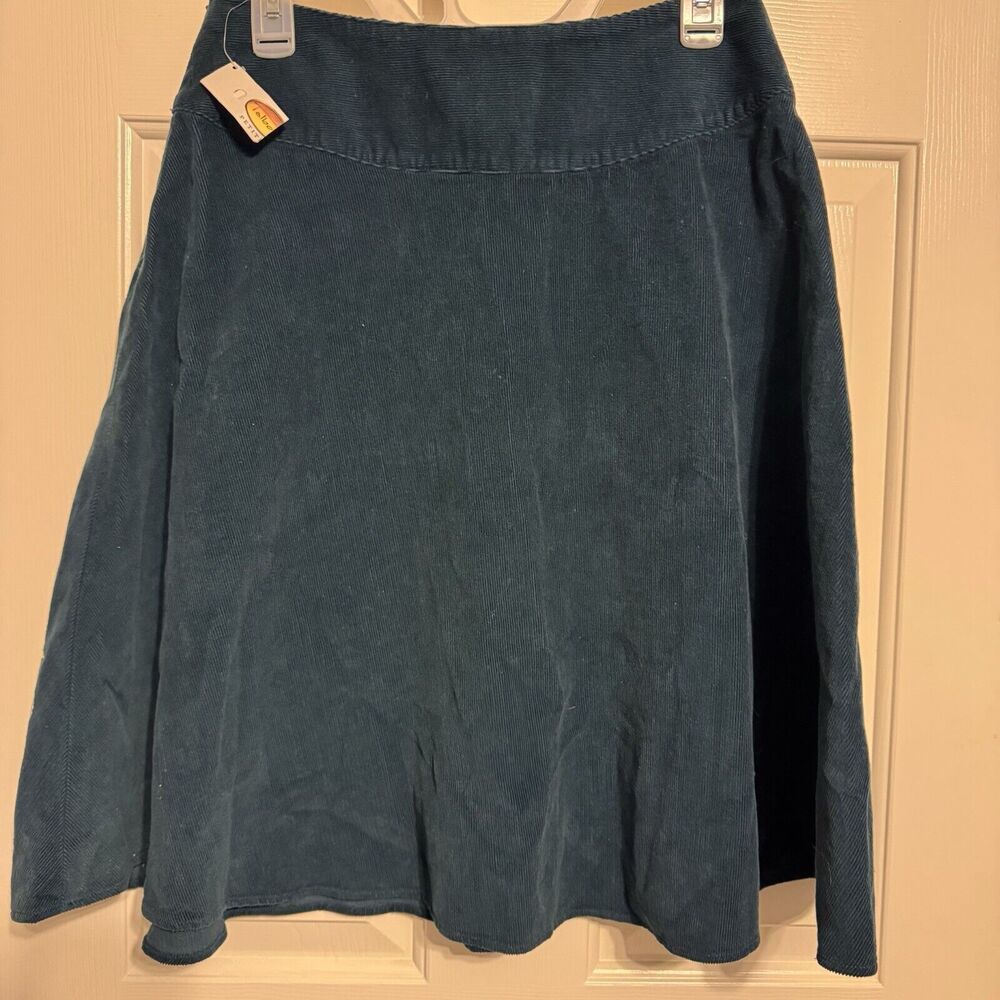 Talbots Womens Skirt Size 6P Teal Blue Corduroy Floral Beaded Embroidery - Picture 3 of 7